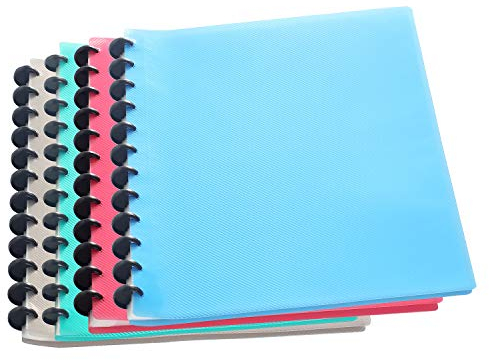 TUKA-i-AKUT [4x] Spiral Sichtbuch PP A4 insgesamt 160 Klarsichthüllen für 320 Blatt (40 Hüllen/Ring-Buch), Solid Ringmappe Präsentations-Ordner aus PP, 4er Set in 4 Farben, TKD8029-bunt-4x