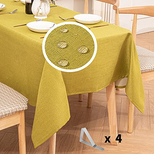 Iycnkok Tischdecke Leinenoptik Lotuseffekt Wasserdicht Tischtuch Abwaschbar Pflegeleicht, 140x140 cm Hellgrün