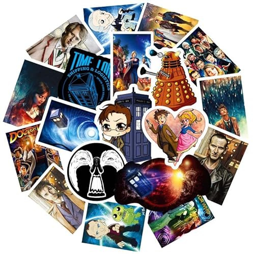 100Pcs Doctor Who Stickers Cartoon Anime Marvel Avengers Stickers Cool Vinyl Sticker for Laptop Water Bottle Skateboard Bumper Luggage Guitar Computer Bike Sticker Pack,Gift for Teens Boys
