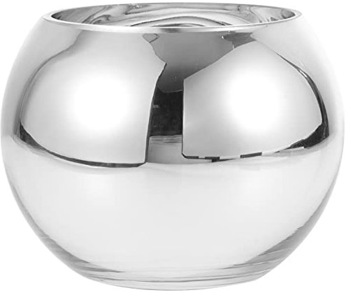 GANAZONO Glass Bubble Bowl - Round Vase Desktop Terrarium Planter for Floral Arrangement - Silver Table Centerpiece - Hydroponic Vase