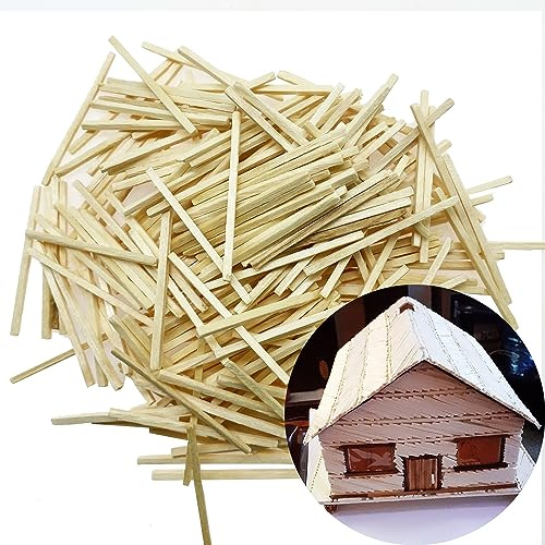 Cayway 300 stycken miniatyrträpinnar träpinnar obearbetade lövträremsor naturliga för gör-det-själv hantverk modell tillverkning av räckhus (50 mm x 2 mm x 2 mm)
