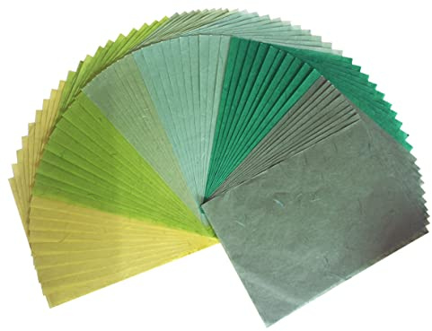 50 hojas de papel de morera de colores lisos, diseño de origami, artesanía, hecho a mano, papel japonés Washi para hacer tarjetas Decoupage (verde)