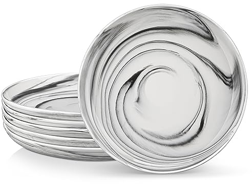 MALACASA, Series REG, Dinner Plates for 6 People, 10.5'' Porcelain Pasta Bowls, Marble Grey Dinner Plates Set for Appetizer, Pasta, Soup, Fruit, Microwave Dishwasher Safe