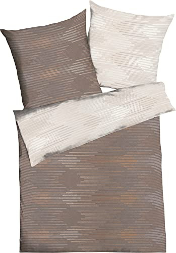Kaeppel Wendebettwäsche Ikat Feinbiber Nougat Größe 1x 135x200 cm + 1x 80x80 cm