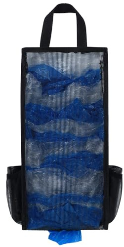 LeCorner Plastic Bag Holder, Large Capacity Grocery Bag Holder, Breathable Mesh Plastic Bag Holders for Grocery Bags Storage, Lightweight Trash Bag Holder Dispenser Organizer, Black