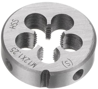 QUARKZMAN Filières à Fileter Rondes, Filetage Métrique M12 x 1.25 (Droite), Acier Rapide (HSS) Outil de Réparation de Filière de Coupe de Vis