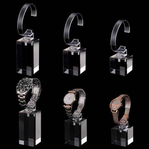 DELORIGIN Uhrenständer Aus Acryl 3 Größe C Form Einzeluhr Armband Displayhalter Für Geschäft Messe Armbanduhr Transparenter Displayständer Für Herrenuhren Zu Hause Oder Im Geschäft Verkaufsshows