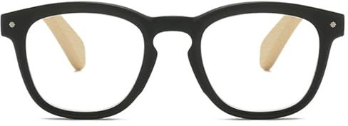 Lanomi Klassisch Lesebrille Herren Damen Rechteck Lesehilfe mit Holz Bügel Vintage Sehhilfe ohne Blaulichtfilter Brille mit Sehstärke Schwarz 4.0