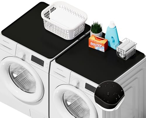 2 PACKS SEIRI Washer and Dryer Topper, 26 x 26 Silicone Dryer Top Protector Mats for Flat Top Surface Cover and Front Load Washing Machine Non-Slip Waterproof Laundry Topper Mat Large (Black)