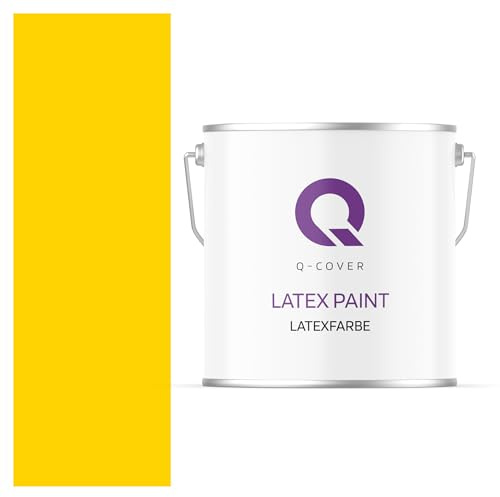 Q-COVER Latexfarbe 5L Sonnengelb – Matte Innenfarbe für Wand & Decke, Klasse 3, Hohe Deckkraft, Scheuerfest
