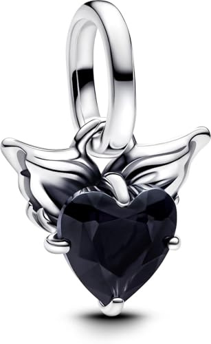 PANDORA ME Geflügeltes Herz Mini-Charm-Anhänger aus Sterling Silber mit künstlichem Kristall, Kompatibel Moments und ME Armbänder, 793626C01