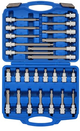 CASOMAN 26 PCS 1/2-Inch Drive XZN Triple Square Spline Bit Socket Set, M5-M16, CR-V