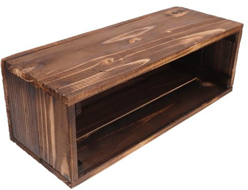 Happyyami Maceta De Madera Rectangular para Exteriores, Jardinera Grande Carbonizada 40x14x15 Cm, Maceta Alargada Resistente para Balcón y Jardín Montaje para Barandilla