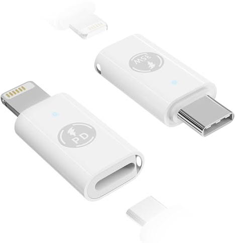 Lakeronelove 35W USB C auf Lightning Adapter für iPhone 14 13 12 11 Pro Max, Pad Pro/Air 5/Mini 6, Pod Nano/Touch, Nicht für Audio/OTG,Lightning auf USB C Adapte für iPhone15/15 Pro/15 Pro MAX