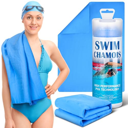 SmoothNovelty Extra Large Swimming Chamois Towel Quick Dry for Swimmers Towel Lightweight Chamois 35. 4 x 24. 8 for Diving Triathlons and Other Water Sports Beach Shower Pool Gym Camping(Blue)