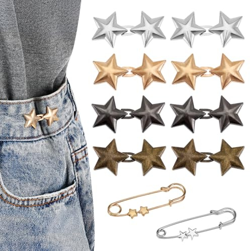 10 Stück Hosen Enger Machen Clip, Kein Nähen Hosen-Taillenstraffer, Hosen Knopf Spanner Fastener, Enger Machen Clip Jean Knopfnadeln Verstellbare Jeansknöpfe Damen für Hosen Rock Kleid