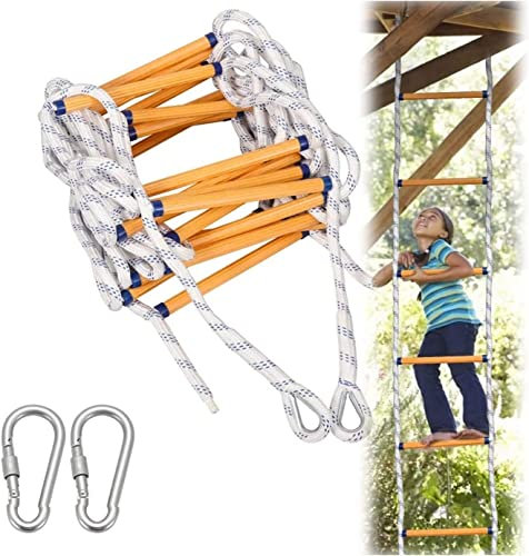 SBCGFY Fire Escape Ladder, Reusable Rope Ladder Fire Escape Ladder with Hooks,Fast to Deploy with Carabiners Easy to Store Fast to Deploy/Onecolor/3M
