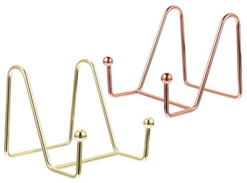 MUELODSIC 2Pcs Metal Iron Frame Stand Small Photo Display Holder for Tables Premium Sturdy Plate Easel for Cookbooks Menus Magazines Modern Decorative Picture Frame Display