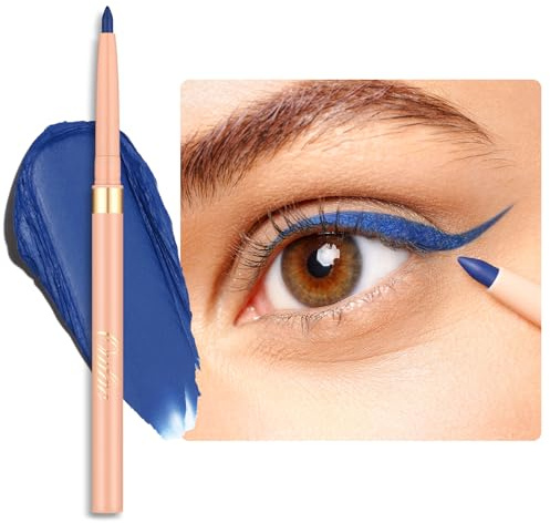 OULAC Blauer Kajal und Eyeliner Wasserfest, Wischfester Matter Eye Liner Stift Hält 24 Stunden+, Hochpigmentierter Seidiger Drehbarer Kajalstift, Vegan (18) Deep Trench