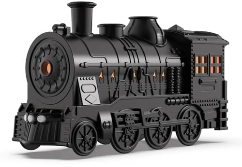 Train Humidifier, Essential Oil Diffuser, 300ml Steam Train Design with Colourful Lights, Quiet Auto-Off Humidifier for Home Bedroom (Black)