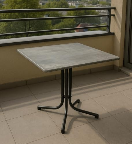 Gardissimo Boulevard Klapptisch Smartline Concrete 80 x 80 cm, Gartentisch, wetterfest, platzsparend klappbar, mit Niveauausgleich, Schiefer-Optik