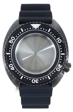 1 st Svart 45 mm klockfodral Gummirem Safirkristall for NH35 NH36 NH38 34 Movement Mod Tuna Mouth Abalone Tillbehör(Pure Black Chapter 1)
