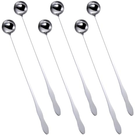 Toyvian 6 Cucchiai in Acciaio Inox per Mescolare Manico a Forma di Zucca 32 Cm, Cucchiaio per Ghiaccio e Gelato, Utensili da Cucina per Bar, Casa e Ristorante