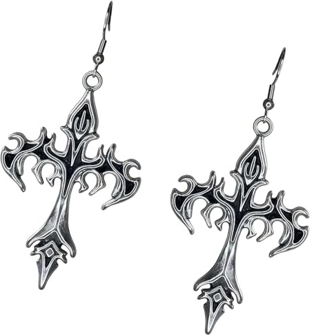Boucles d ' oreilles en forme de croix punk contemporaines, bijoux gothiques multifonctionnels, texture en alliage, convient amateurs de mode unisexe, clous non allergènes