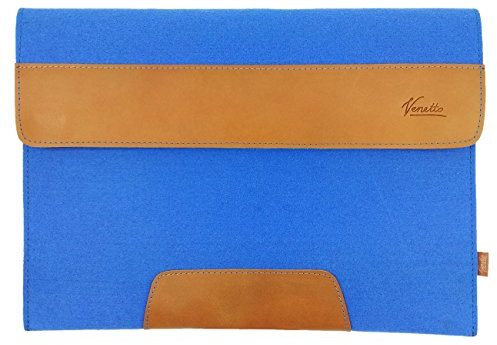 13.3 Inch MacBook Air/Pro Retina /12.9 Inch iPad Pro, Microsoft Surface Laptop Sleeve Ultrabook Protective Case for 13 Inch Notebook with Leather Appliqués, Felt Bag Blue Light