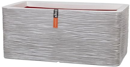 Capi Europe - Gefäß rechteckig Rib NL - 73x39x32 - Elfenbein - Blumentopf für den Innen- und Außeneinsatz - Übertopf - Pflanztopf - Pflanzgefäß - Kunststoff - KOFI963
