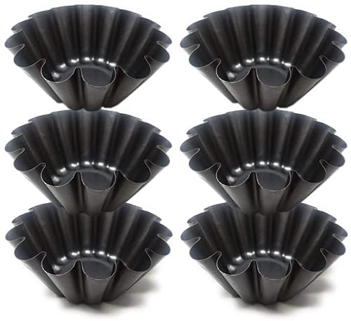 Space Home - 6 Flaneras Individuales Rizadas - Flaneros en Acero al Carbono - Flaneras Pequeñas - Molde Tartaleta - Molde Tarta - Set de 6-13,5 cm