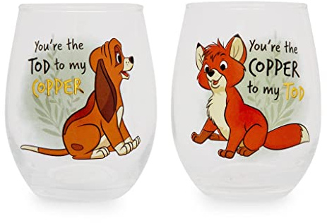 Disney The Fox and The Hound Lot de 2 verres à vin sans pied en forme de goutte 591 ml