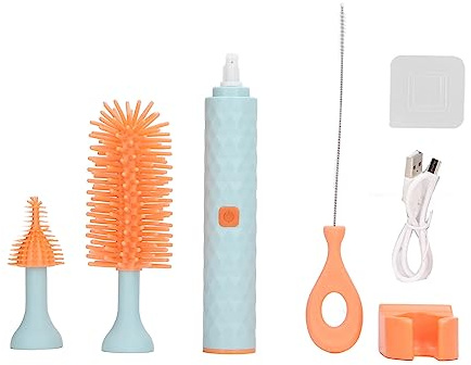 Elektrische Flaschenreinigungsbürste, IP65 Wasserdichte Silikon-Babyflaschenbürste für die Flaschenreinigung (Blau)