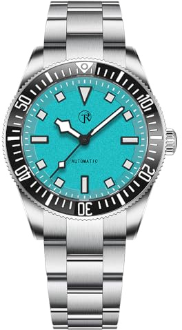 RollsTimi NH35A självuppdragande klocka för män NH35A lysande urtavla 40 mm roterande infattning safirglas rostfritt stål armband vattentålig klocka dykning 100, Rt7910-himmelsblå, Japanska