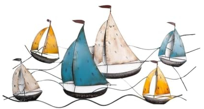 REIFOR Wanddeko Wand Deko Segelschiffe Wanddekoration Schmiedeeisen Boote Metall Wandkunst Wandskulptur Für Wohnzimmer Schlafzimmer Küche Büro Wanddeko Wohnzimmer(Color:A)