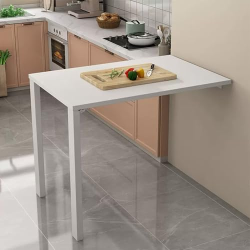 Nordivo Tavolo Pieghevole A Parete, Scrivania Pieghevole A Muro, Tavolo Cucina Salvaspazio (White, 75x70cm)