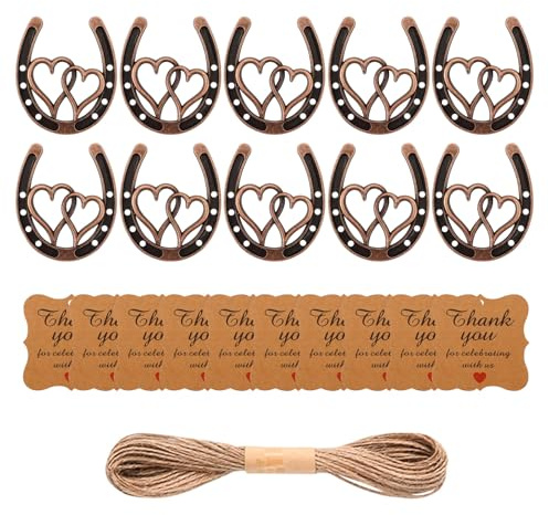 Itkcozcg Gioielli alla moda, confezione da 10 pezzi in metallo a forma di ferro di cavallo, per feste, bomboniere, portachiavi, ciondoli, decorazioni per matrimoni, decorazioni per tavolo, Immagine di
