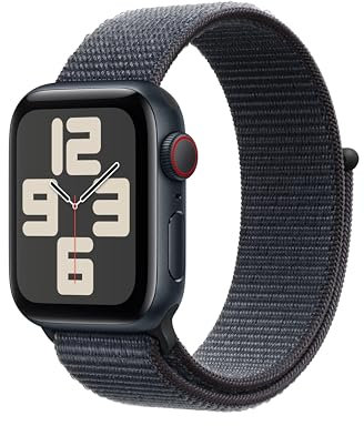 Apple Watch SE de 2.ª generación GPS + Cellular Smartwatch con Caja de Aluminio en Medianoche de 40 mm y Correa Loop Deportiva Tinta. Monitores de entreno y sueño y Neutro en Carbono