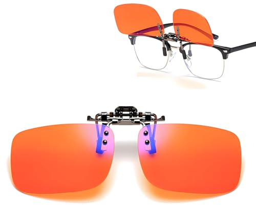 Clip-On Blåljusfilter glasögon, 100 % UV-skydd, orange tonade glas för digitala enheter, lämpliga för studenter, gamer och kontorsarbetare
