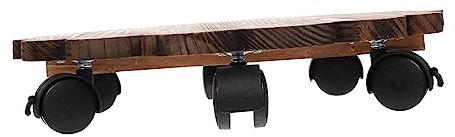 HEMOTON Soporte para Macetas Móvil Ruedas y Freno, Bandeja De Madera 35 Cm para Jardín y Balcón, Base Resistente para Maceteros Gran Capacidad De Carga