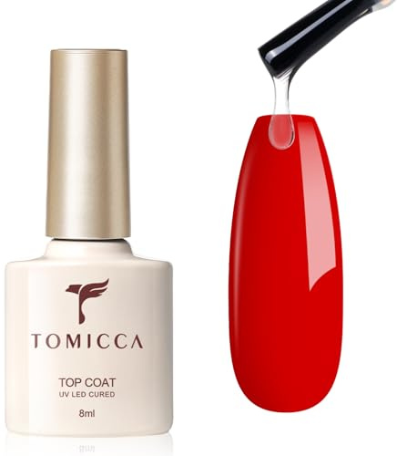 TOMICCA Top Coat Gel UV Nagellack 8ML No Wipe Überlack UV/LED | No Wipe Top Coat Glänzt, Soak Off UV/LED Nagellack Gel Überlack Für Nagelstudio & Zuhause