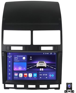 EsaSam Android 13 Autoradio 2 Din Radio Für VW Touareg 2002~2010 9 Zoll Doppel Din Android Car Radio Mit Navi FM RDS DSP Carplay/Auto, Mit AHD Rückfahrkamera,8 core m500s 4g+64g