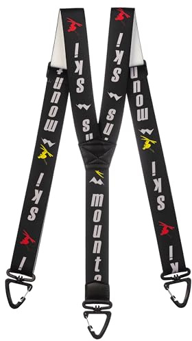 Olata Tirantes Ajustables para Pantalón de Esquí con Mosquetones de Plástico. 4 cm (Adulto). Y-Forma - Negro/Gris