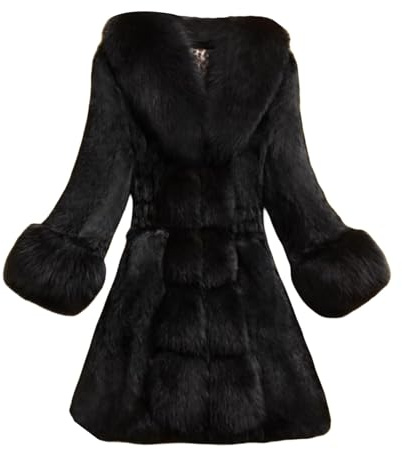 Toumov Womens Long Faux Fur Coats Warm Fluffy Faux Fur Parka Jacket Long Sleeve Lapel Furry Coats Fuzzy Overcoat Outwear