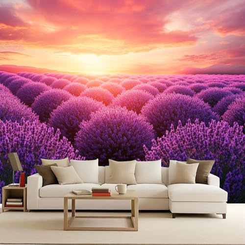 Vliestapete BxH 250x175 cm mit Kinder und Baby XXL Blume, Kindertapete mit Lavendel Design, Fototapete Pflanze für Kinderzimmer, Premium Foto Tapete mit 260g/m2 Stärke