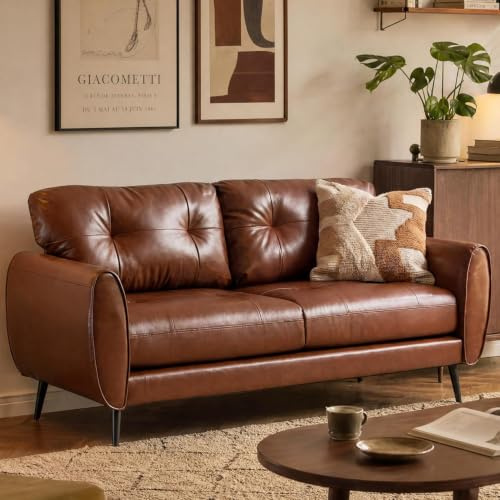 GRAVFORCE Sofa 2 Sitzer 2er Sofa Klein Couch (1, Braun, Sofa) | Prägunoserie Kompakt und modern Couch für Wohnzimmer, Schlafzimmer, Büro, Wohnung Einfach Montage Kunstleder