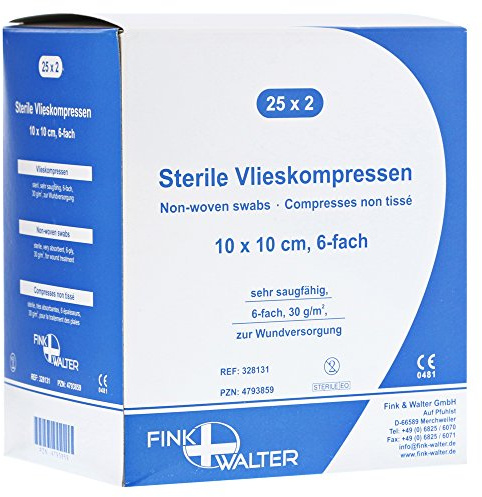 VLIESKOMPRESSEN 10x10 cm steril 6fach 25x2 Stück
