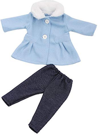 Uteruik Puppenkleidung für 46 cm Mädchenpuppen Winter Casual Outfits – Langarm Mantel und Hose Kostüm Zubehör, 2 Stück/Set (blau)