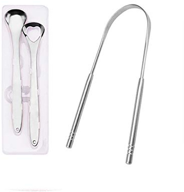 Zungenpinsel-Set aus Edelstahl, Schaber, 3 Stück, einfach zu tragen, reduziert effektiv orale Bakterien, verwendet für Erwachsene und Kinder (Silber)