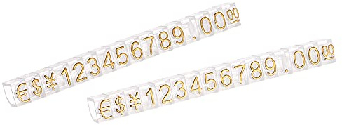 sourcing map 16 Satz Verstellbar Abnehmbar Mini Würfel Preisschild Display Nummer Buchstabe Preisschild Ständer Kit für Ladentheke Goldton Klar 3.3x5.6mm